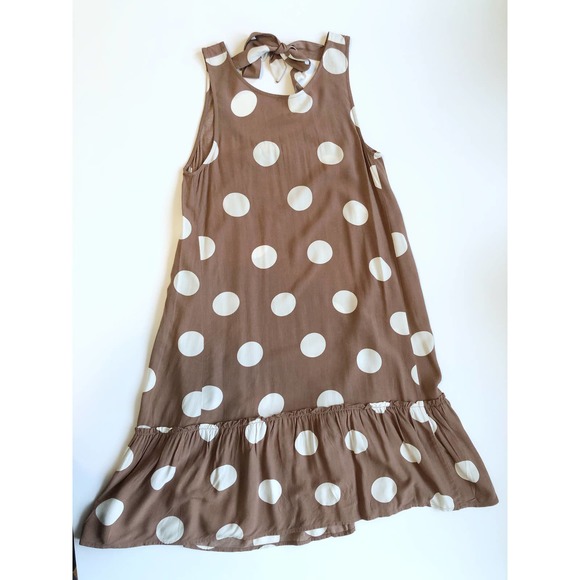 LOFT Brown Polka Dot Dress Drop Waist XS - Picture 9 of 13